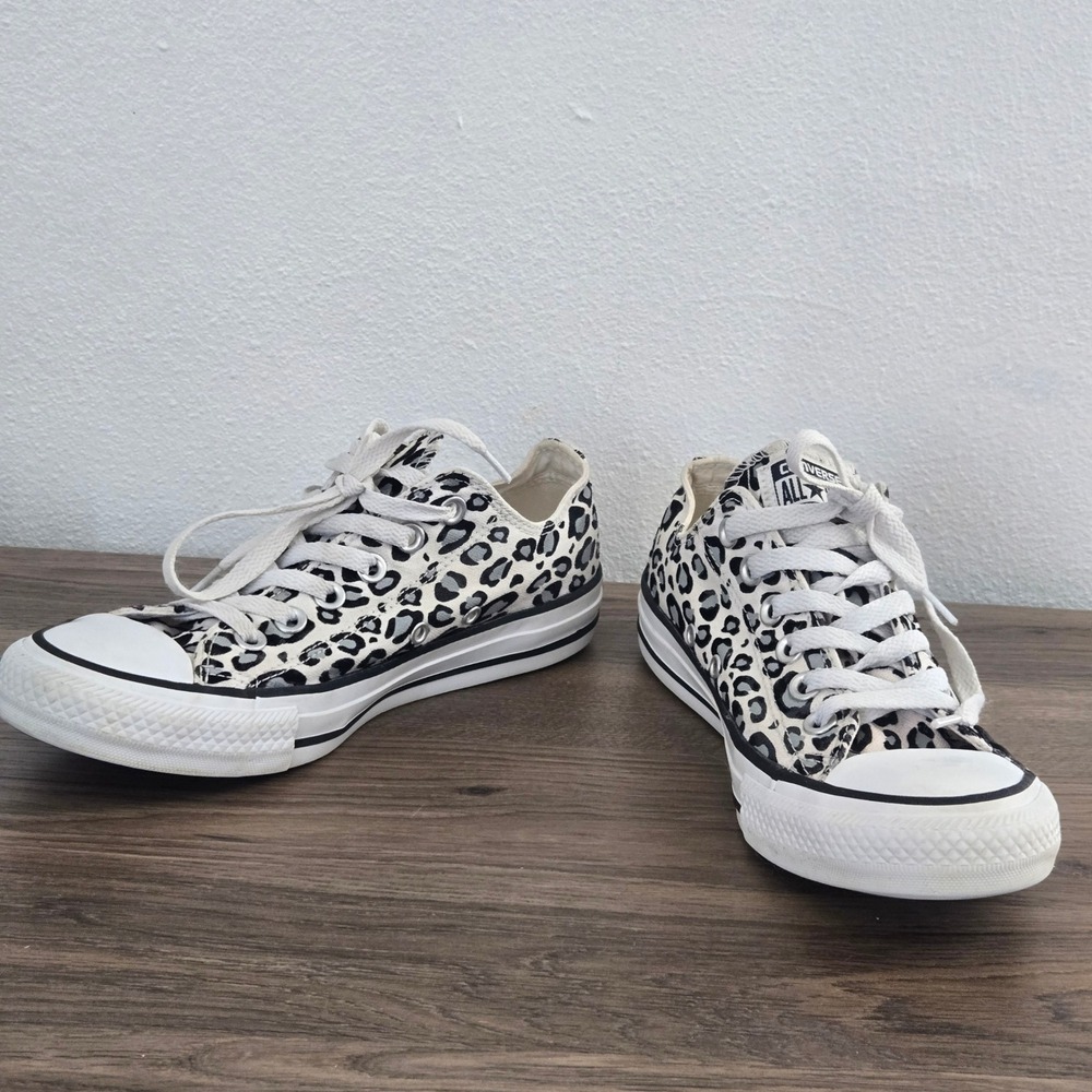 Converse Chuck Taylor All Star Low Top Leopard Print Sneakers Grey Black White 7